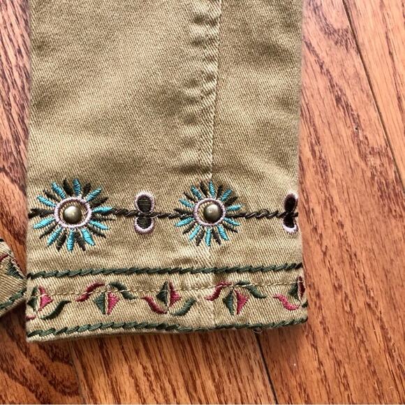 David Bitton Buffalo RARE Embroidered Collar V-neck  Tan Jacket Women’s Size S - Picture 7 of 16